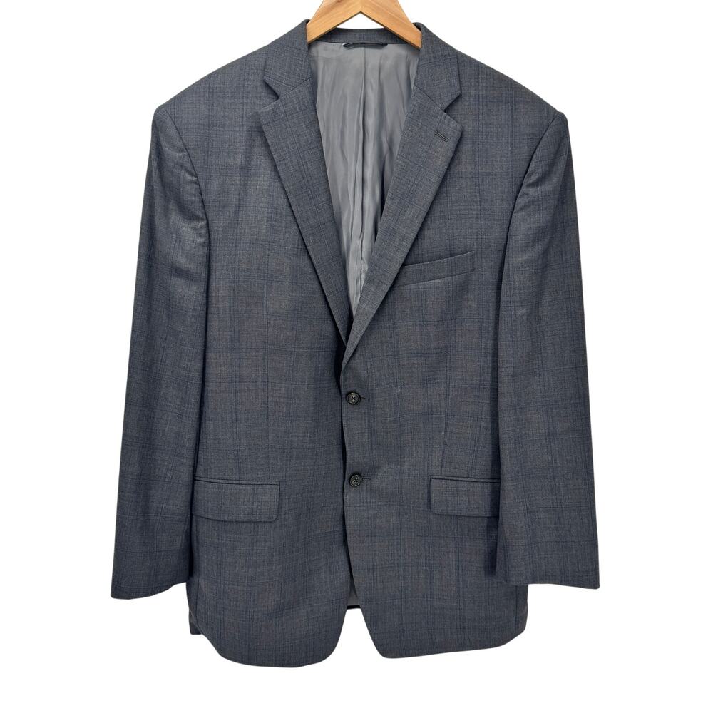 Ralph‎ by Ralph Lauren Blazer Mens 44 R Gray Blue Plaid Wool Suit Jacket Classic